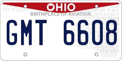 OH license plate GMT6608