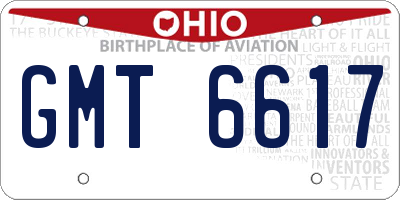 OH license plate GMT6617