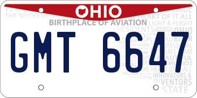 OH license plate GMT6647