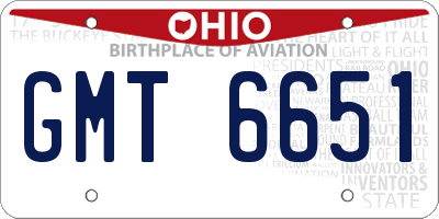 OH license plate GMT6651