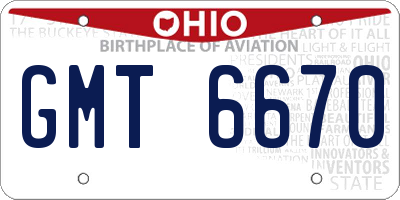 OH license plate GMT6670