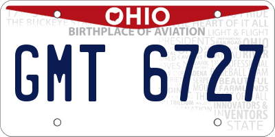 OH license plate GMT6727