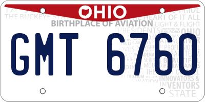 OH license plate GMT6760