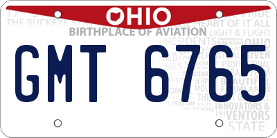 OH license plate GMT6765