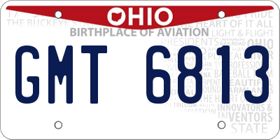 OH license plate GMT6813
