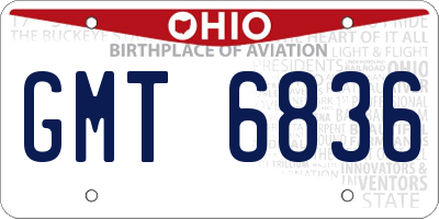 OH license plate GMT6836