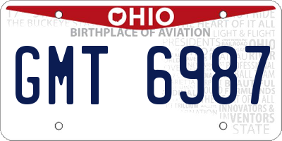OH license plate GMT6987