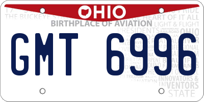 OH license plate GMT6996