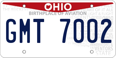 OH license plate GMT7002