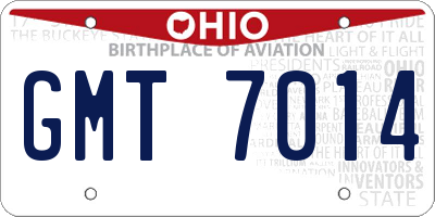 OH license plate GMT7014