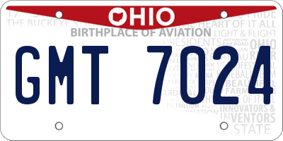 OH license plate GMT7024