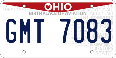 OH license plate GMT7083