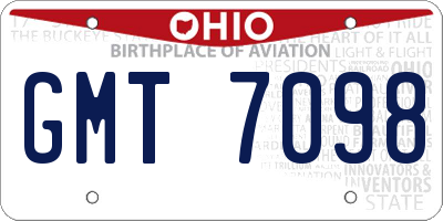 OH license plate GMT7098