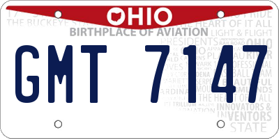 OH license plate GMT7147