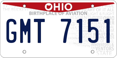 OH license plate GMT7151