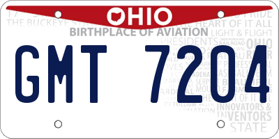 OH license plate GMT7204