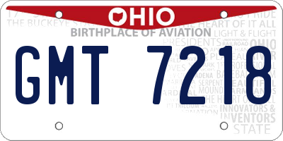 OH license plate GMT7218