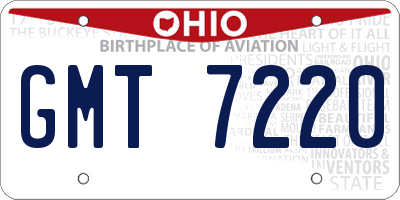OH license plate GMT7220
