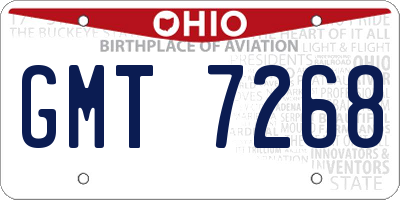 OH license plate GMT7268