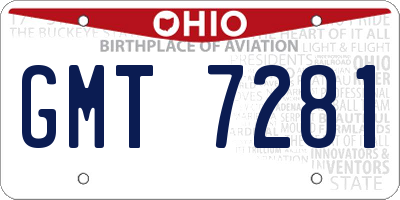 OH license plate GMT7281