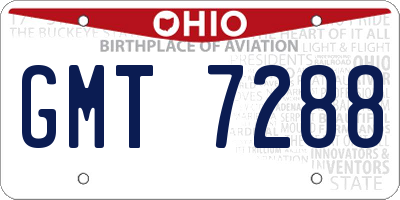 OH license plate GMT7288