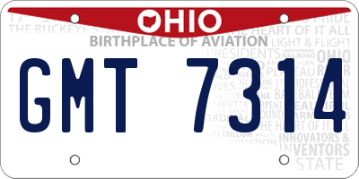 OH license plate GMT7314
