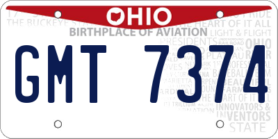 OH license plate GMT7374