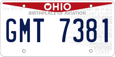 OH license plate GMT7381