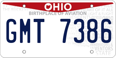 OH license plate GMT7386