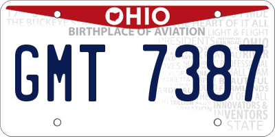 OH license plate GMT7387