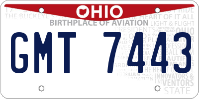 OH license plate GMT7443