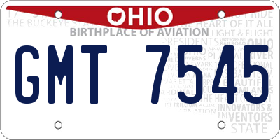 OH license plate GMT7545