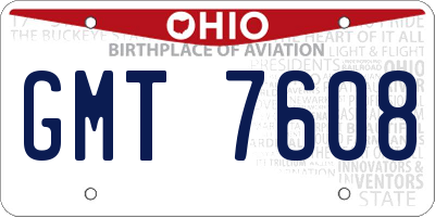 OH license plate GMT7608
