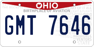 OH license plate GMT7646