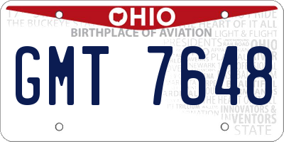OH license plate GMT7648