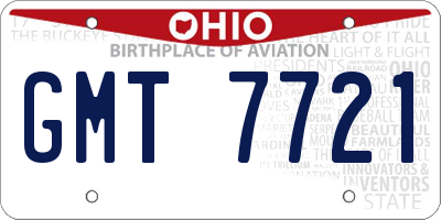 OH license plate GMT7721