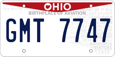 OH license plate GMT7747
