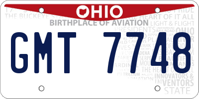 OH license plate GMT7748