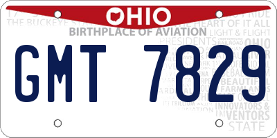 OH license plate GMT7829