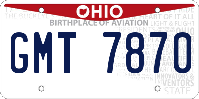 OH license plate GMT7870