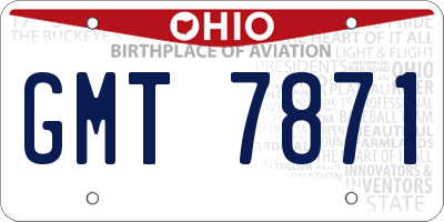 OH license plate GMT7871