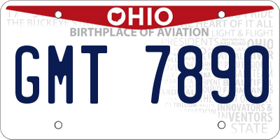 OH license plate GMT7890