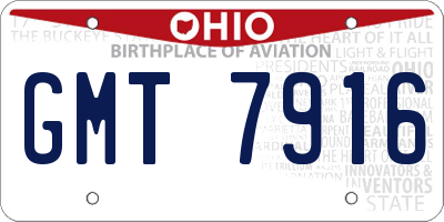 OH license plate GMT7916