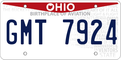 OH license plate GMT7924