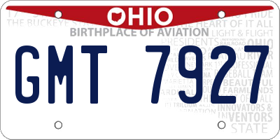 OH license plate GMT7927
