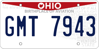 OH license plate GMT7943