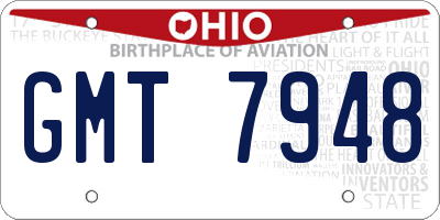 OH license plate GMT7948