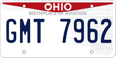 OH license plate GMT7962