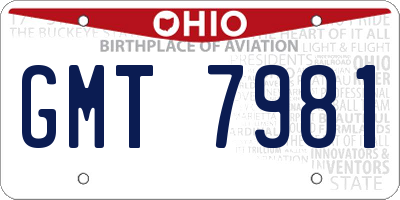OH license plate GMT7981