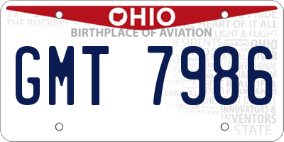 OH license plate GMT7986